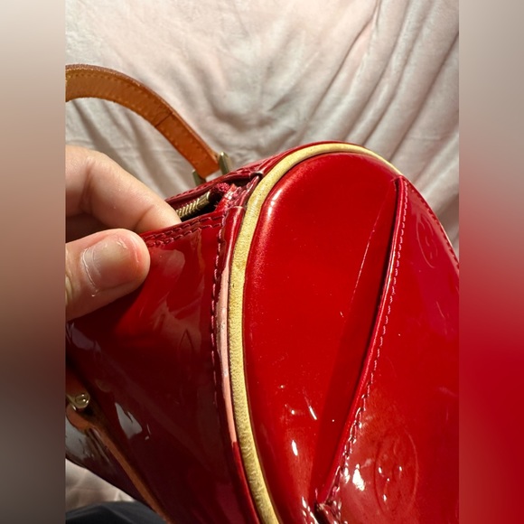 Louis Vuitton Vernis Bedford Hand Bag Purse Red Satchel Authentic - Picture 13 of 17